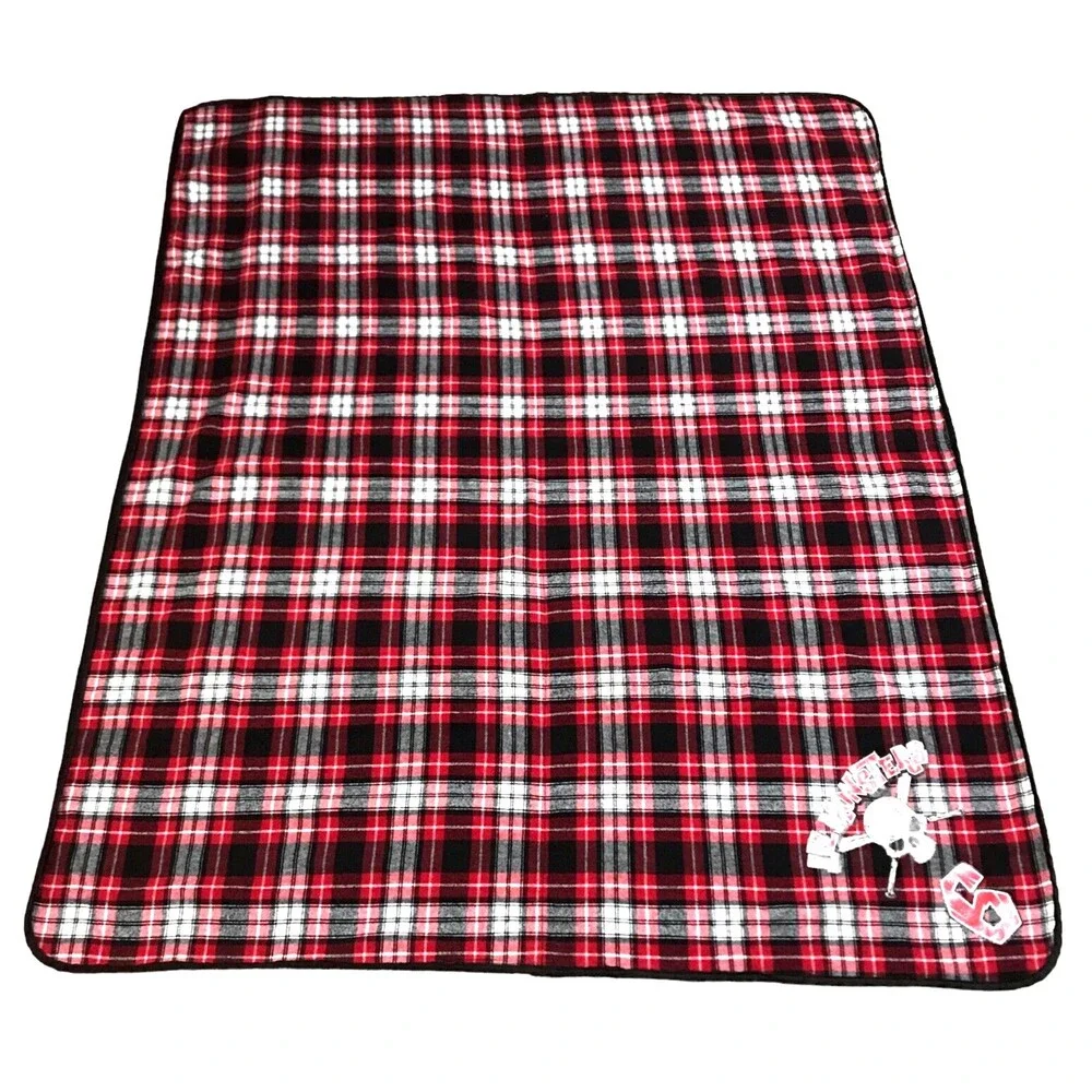 Boxercraft Everest Blanket Lil Monsters 6 Red Black White Tartan Plaid 48
